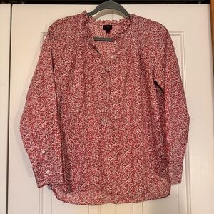 J Crew Liberty Fabric Floral Popover Blouse